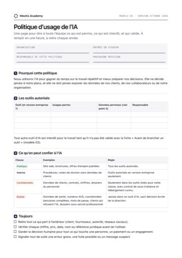 First page of the AI usage policy (AI charter) template