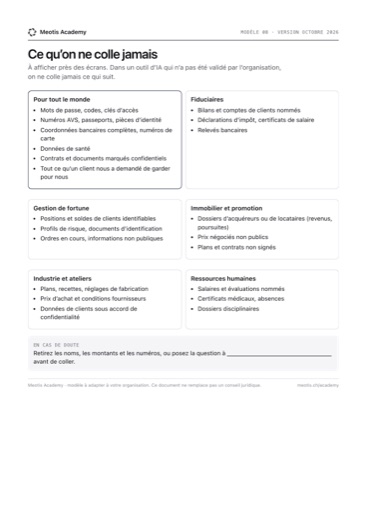 First page of the What we never paste template